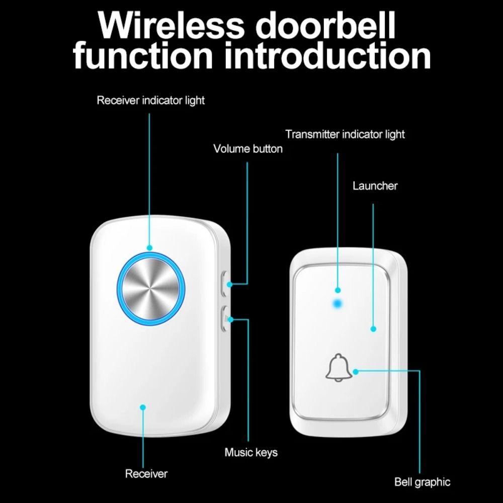 60 Chimes Wireless Doorbell 300M Range Welcome Doorbell Door Chime Kit  Indoor Outdoor Use