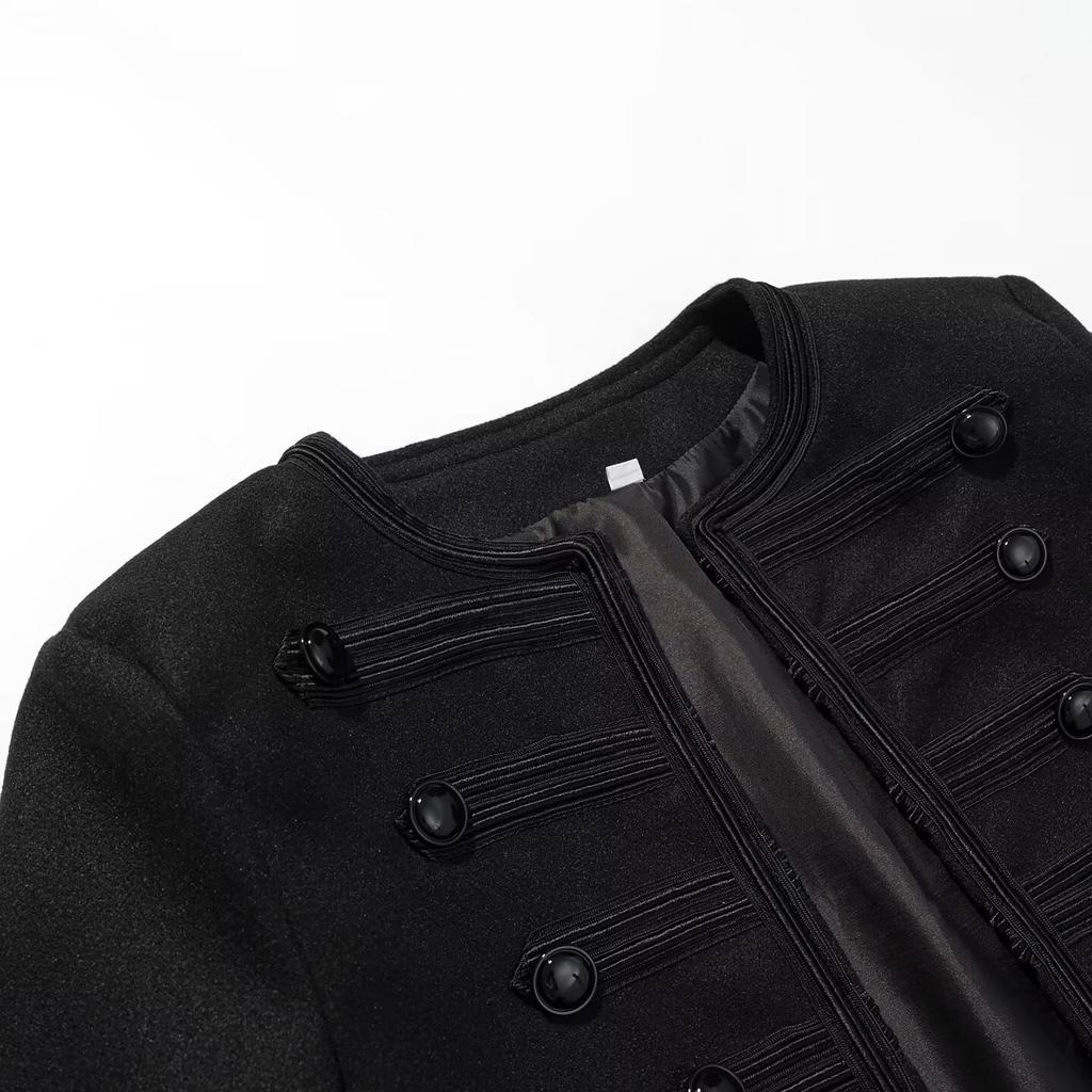 European and American style, new women's clothing, fashionable, casual and fashionable, round neck button-decorated short coat