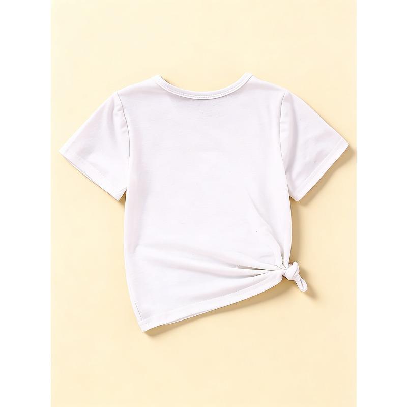 European sizes A Seasonal T-Shirt Suitable for Outdoor Activities, Featuring a Cute And Creative Ice Cream Cone Print with a Bow
