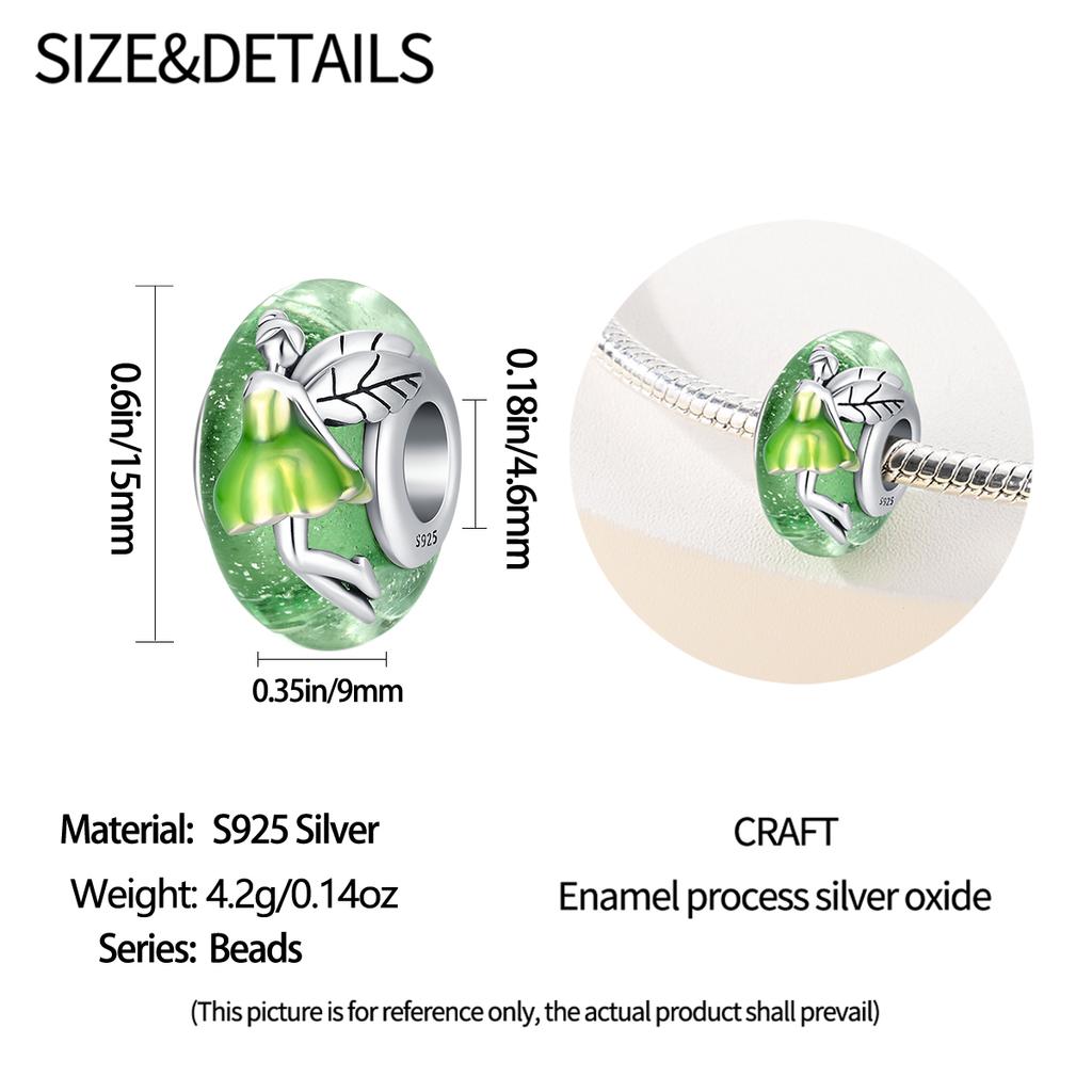 Original Copper Charms Luxurygreen Fairy Glass Beads Fit Bracelet Diy Women Making Delicate Gift Jewelry