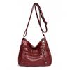 Solid Color Multi Zipper Bag Vintage Soft Leather Shoulder Bag  Casual Crossbody Purse For Work