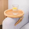 Circular Snack Tray Natural Wooden Armrest Tray Specific Storage Sofa Side Table  Home Use