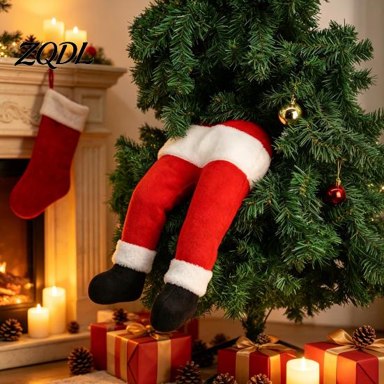 Funny Christmas Tree Leg Ornaments Elf Stuffed Ornaments, Santa Green/Red Legs Decorations, Poseable Creative Xmas Party Hanging Decor for Door Wreath