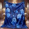 A 2D Blue Peony Floral Pattern Flannel Blanket with Soft High-definition Digital Printing, a Cooling Blanket Suitable for All Seasons! Soft and Breath