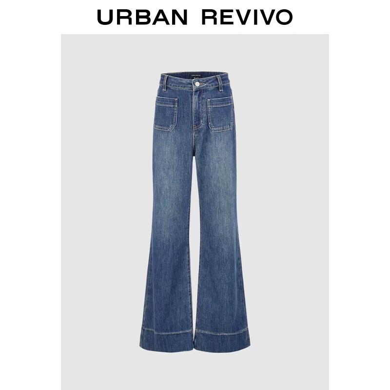 

Women s Retro Double Pocket Flared Denim Jeans 30