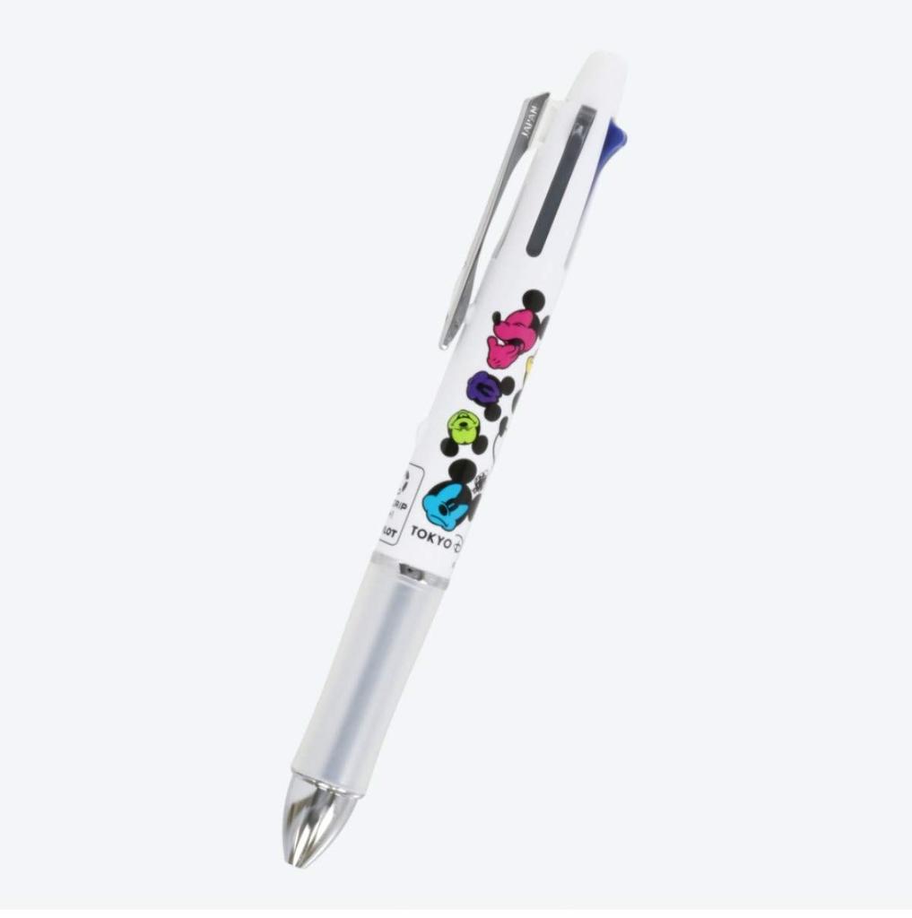 TDR Mickey Mouse Stationery Mechanical Pencil Ballpoint Pen 4 Colors Disney Resort Limited & (Black, Red, Blue, Green) (Face Pattern)