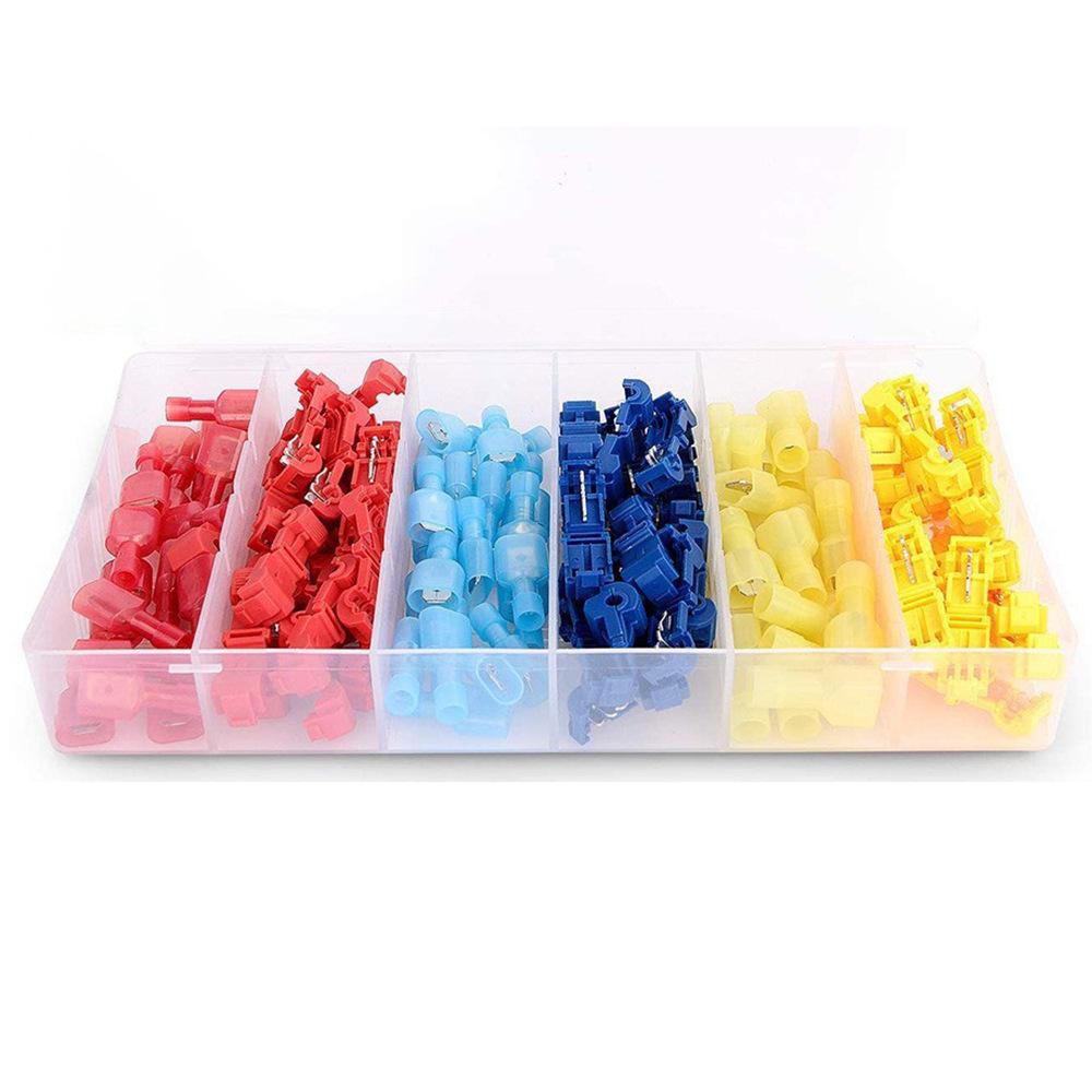 

120/240pcs T-type Nylon Quick Wire Connectors, Non-Destructive Clip Terminal Set