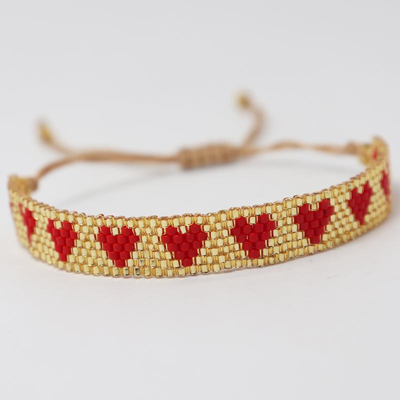 Braccialetto Boemo Fatto a Mano con Perline Miyuki per Donna – Gioiello Regolabile Multicolore con Design a Cuore, Accessorio con Perline Artigianale