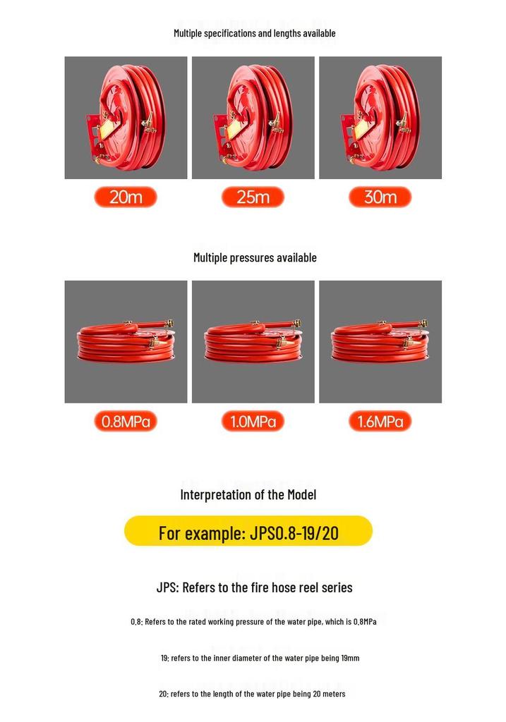 Lightweight Fire Hose Reel - 20/25/30 Meters, 0.8/1.6 Mpa Self-Rescue Fire Hydrant Box
