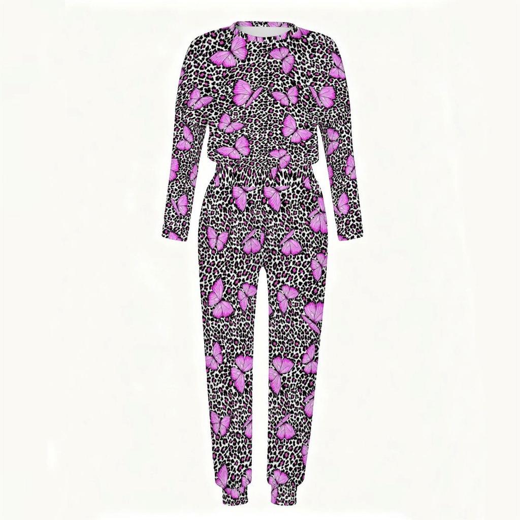 Female Long Sleeve Loose Tunic And High Waist Straight Trousers Two Piece Everyday Cozy Wear