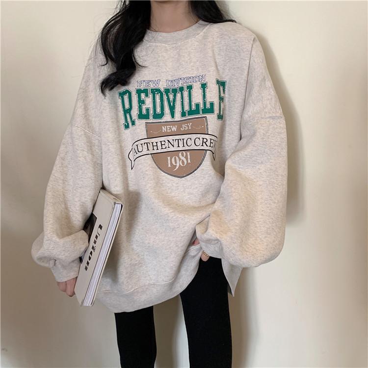 Loose Round Neck Thin Section Long-sleeved Sweatshirt Women Fall Student Coat Tops Fashion Retro Versatile Sweatshirt