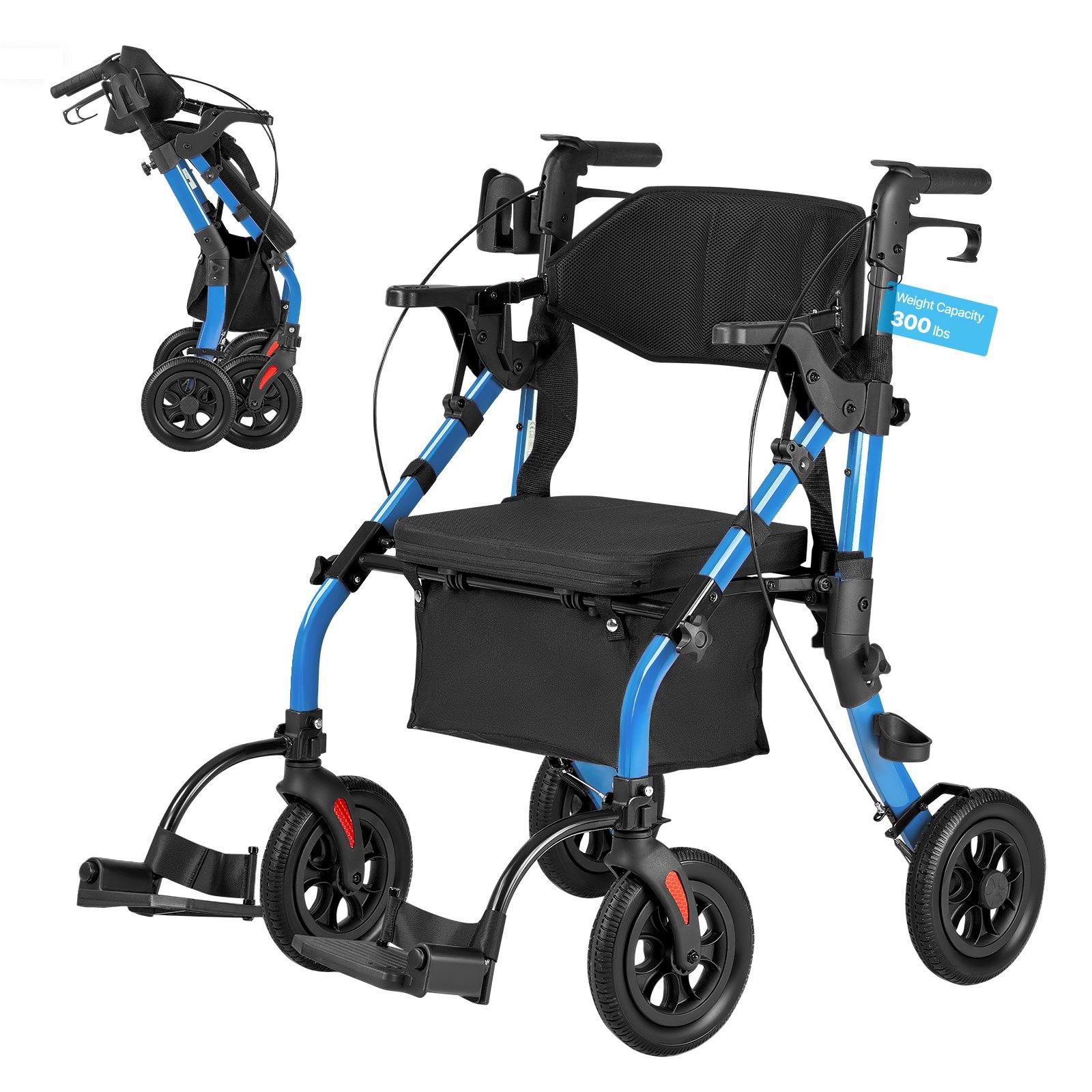 VEVOR 2-in-1 Rollator Walker & Transport