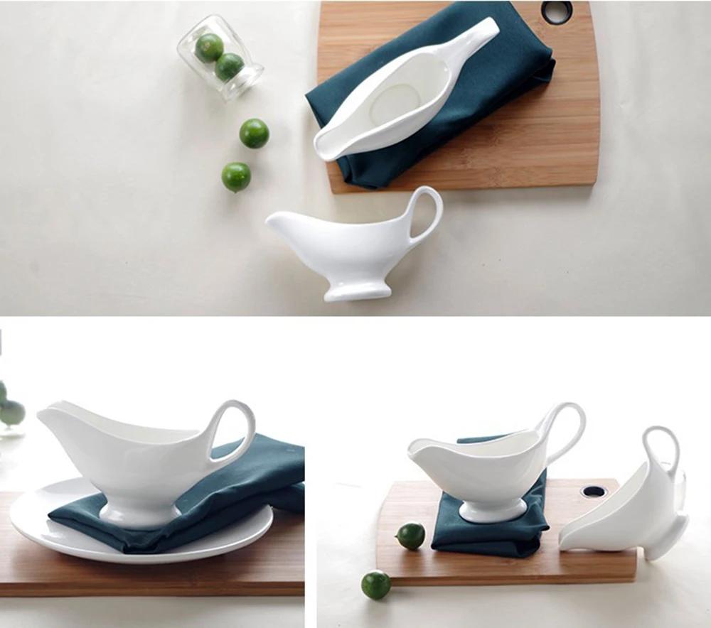 1 Pcs 3 5 8 Oz Silver Gravy Boats Beefsteak Gravy Sauce Boat Container Plate Tableware-in Gravy Boats for Home