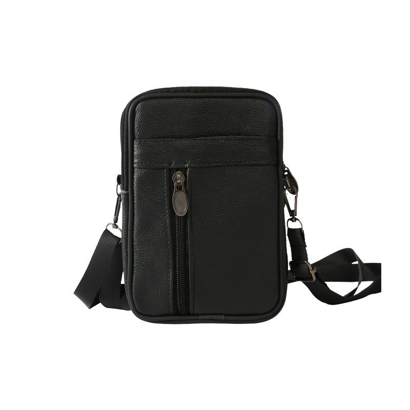 Genuine Leather Men's Vertical Crossbody Phone Waist Bag with Belt Loop (8-Inch)