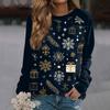 Women's Fashion Casual Long Sleeve Christmas Printed  Neck Sweatshirt Top