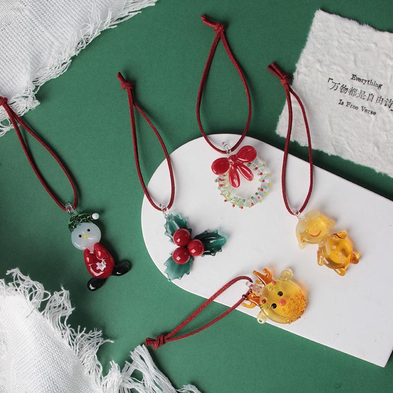 Zibo Glass Christmas Tree Ornaments: Wreaths, Berry Decorations, Gingerbread Men, and Car Accessories. Perfect for Small Christmas Gifts.