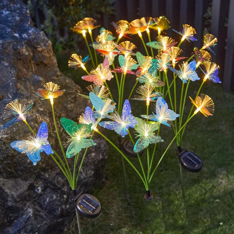 Butterfly/Flower Solar Lights Outdoor Decor Smart Sensor with Auto Brightness, Garden Path Patio Lighting, Perfect Holiday Gift