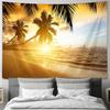 Beach Sunrise Mural Hanging Cloth  Tropical Style Decorative Hanging Painting