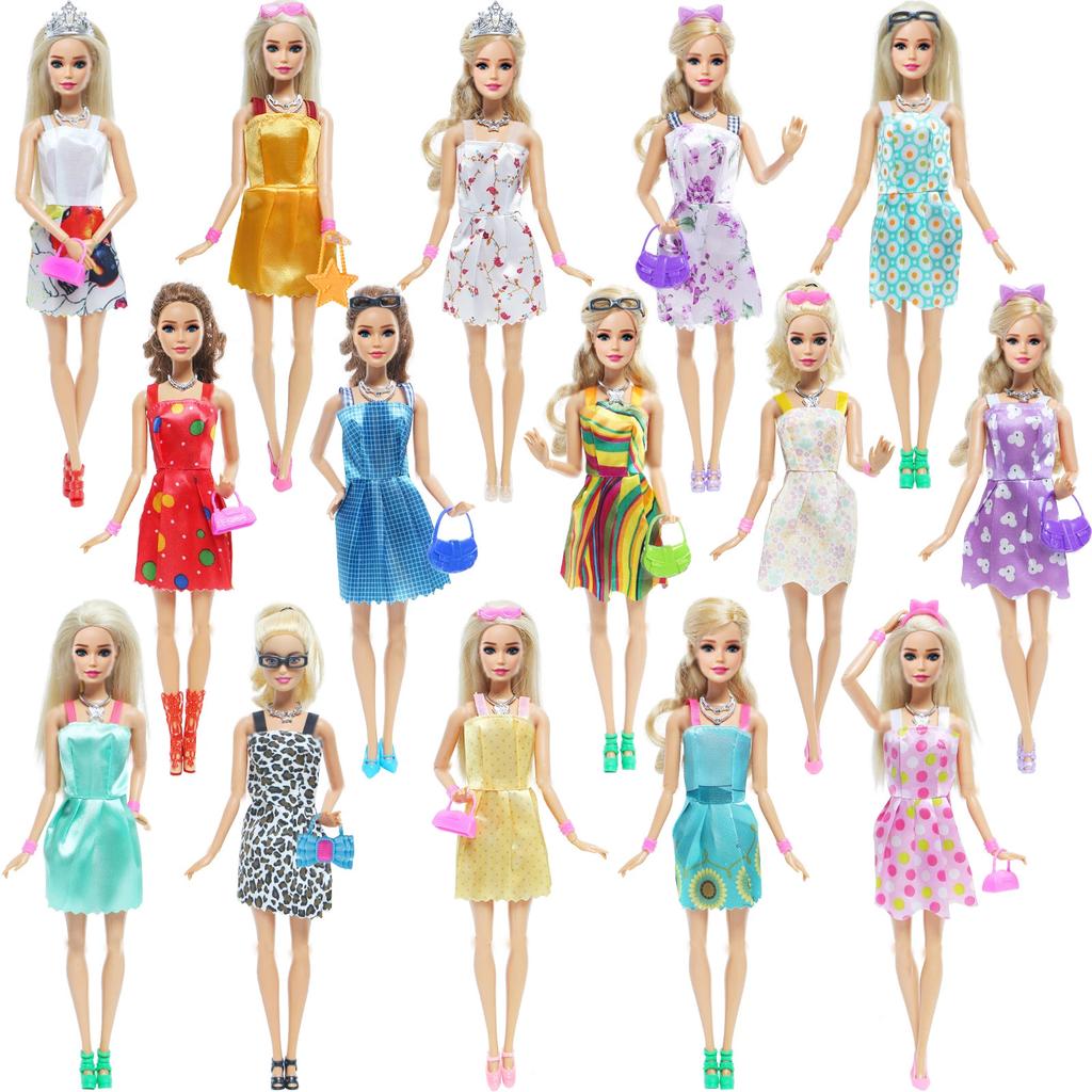 32 Item/Set Ba Doll Bie 11.5 Inch Doll Accessories=10 Mix Dress+ 4 Glasses+ 6 Necklaces+2 Handbag+ 10 Shoes Clothes 11.8'' Doll