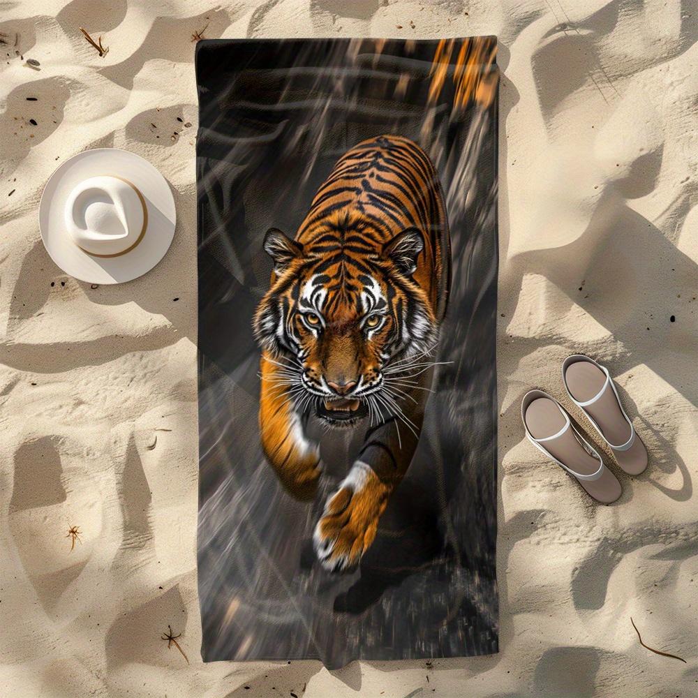 Großes schnelltrocknendes Strandtuch Super saugfähiges schnelltrocknendes Bade-Pool-Handtuch mit kräftigem Tiger-Design Leichtes Mikrofaser für den Strand