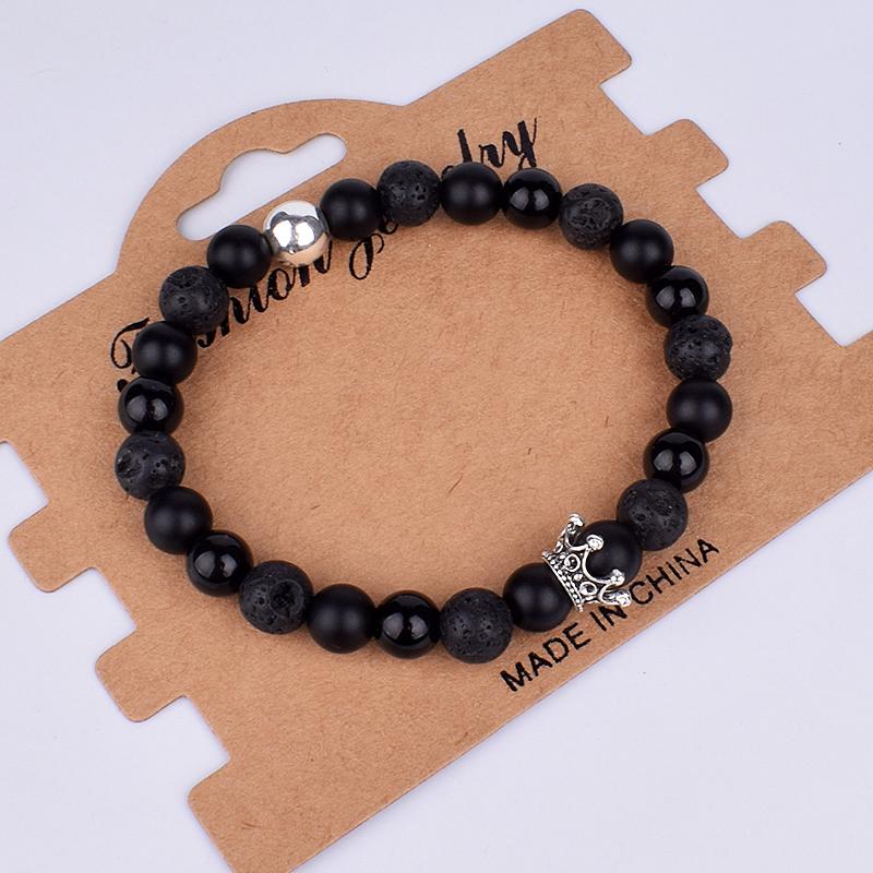2pcs Charm Paired Bracelets Men Sets Crown Women's Bracelets Natural Stone Beads Wristband Couple Bracelet Gifts Friends Jewelry