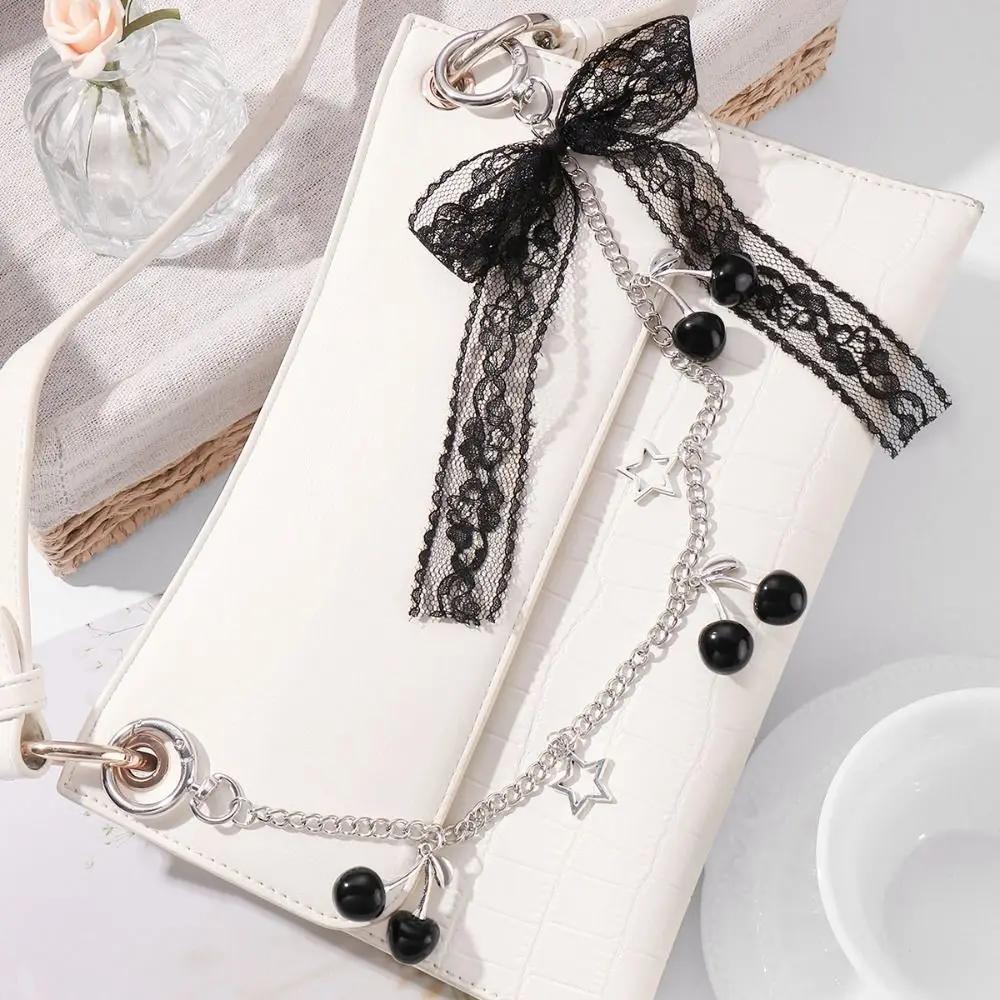 Fashion Lace Bow Bag Charms Alloy DIY Bag Chain Replacement Cherry Extension Chain Pendant Decoration