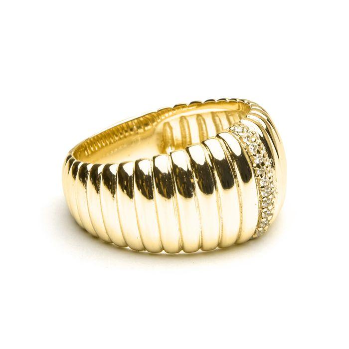 Luxenter Ring In 925 Sterling Silver and Brilliant Zirconia with 18k Gold Finish - Dorane