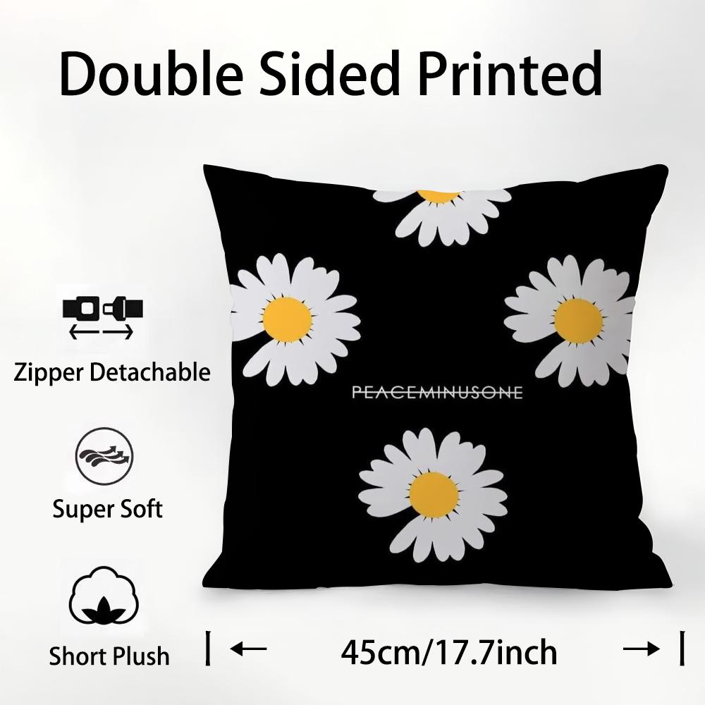 Daisy P-PEACEMINUSONE Pillow Case Plush Fabric Soft Double Sided Print Sofa Cushion Cover Throw Pillow Covers