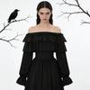 Gothic Halloween Dress For Women With Lace Corset And Ruffled Sleeves For Themed Parties