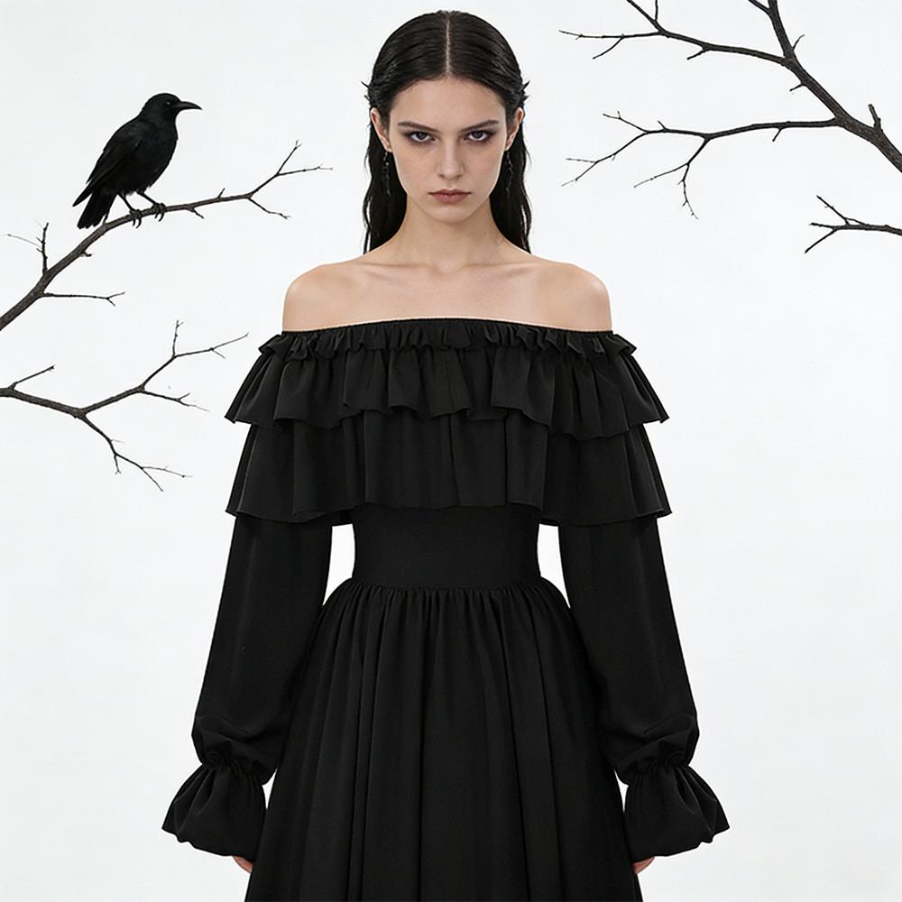 Gothic Halloween Dress For Women With Lace Corset And Ruffled Sleeves For Themed Parties