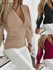 Autumn V-Neck Long Sleeve Women's Fashion Solid Color Blouse