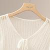 Women's Lightweight V-Neck Lace-Up Hollow Knit Cardigan