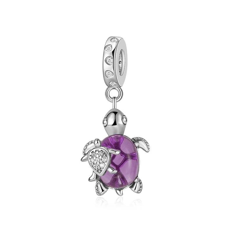 Brand New Summer Murano Glass Sea Turtle Dangle Charm Bead Component Colorful Crystal Pendant Bead Components Compatible With Authentic Original
