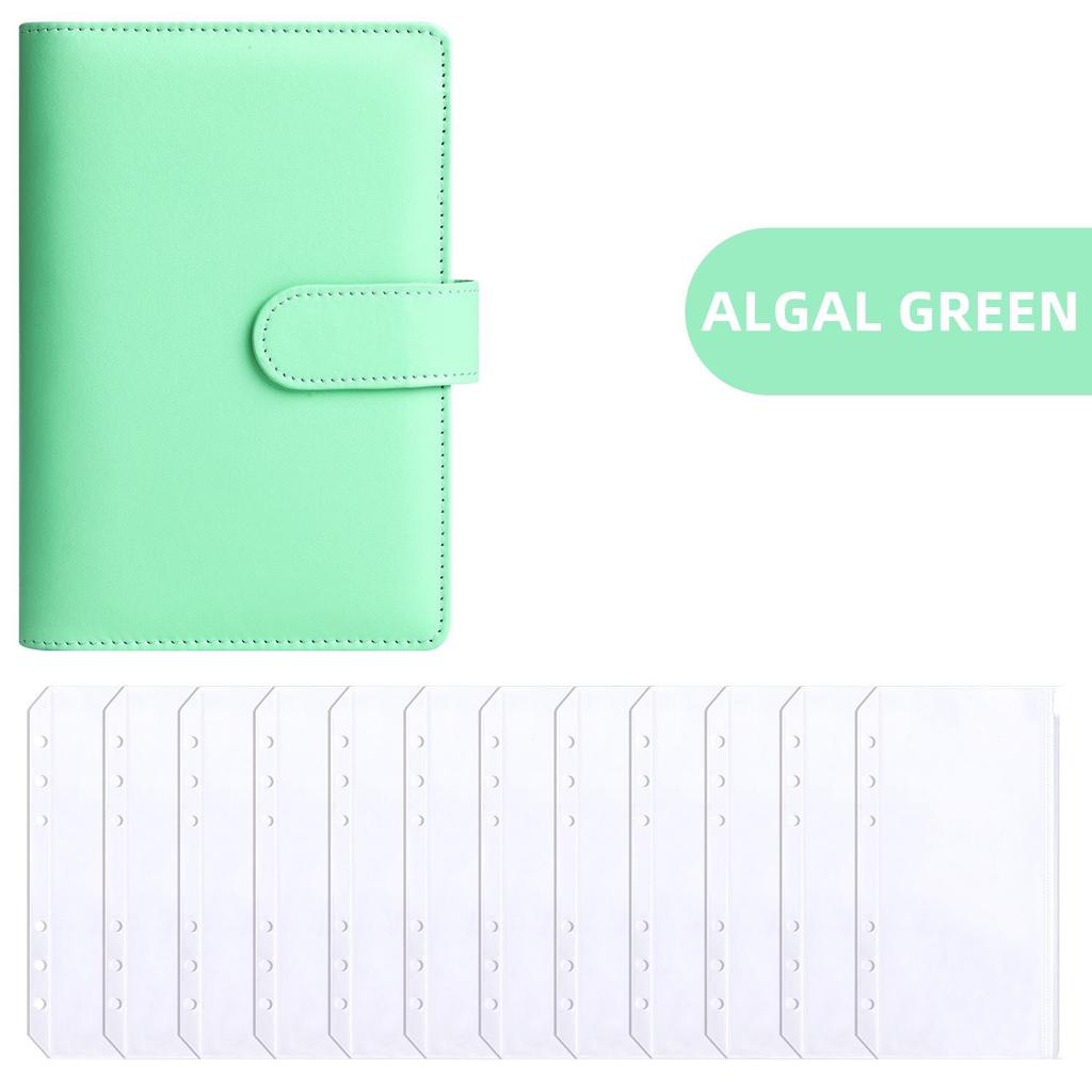 A6 Macaron PU Leather Zipper Budget Notebook with Detachable Loose-Leaf Pages