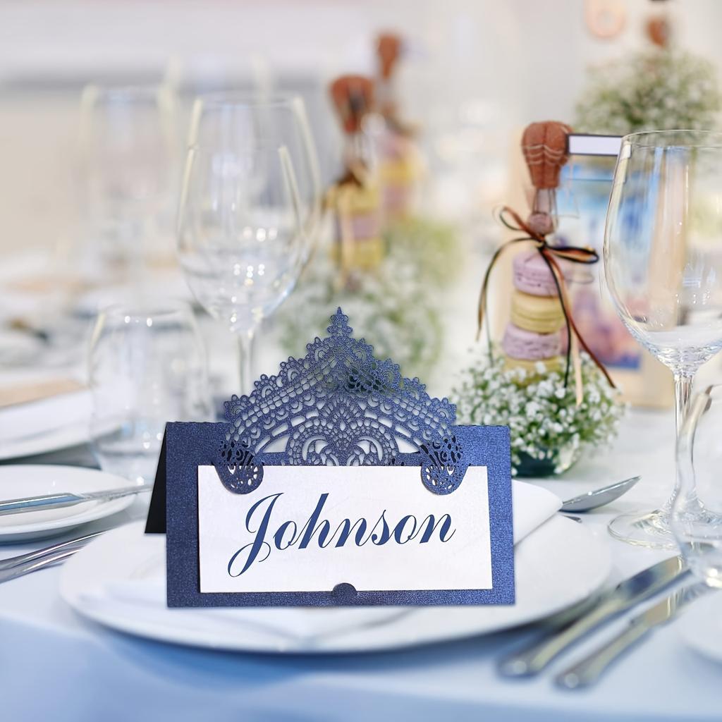 1Set 20Pcs Dimensional Lace Wedding Seating Cards - Reusable Place Cards with Stands for Table Arrangement