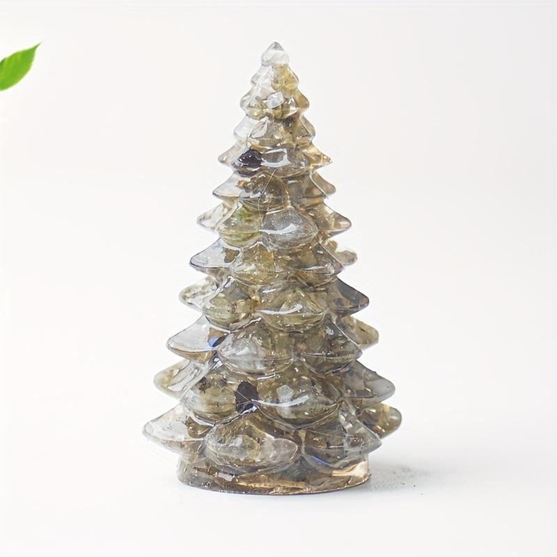 1pc Small Christmas Tree with Natural Crystal Synthetic Gemstone Inside, Lucky and Prosperous Growing Fluorite Bonsai Money Plant