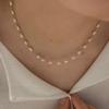 Vintage ABS Faux Pearl Necklace Fashion Versatile Titanium Steel Fade Resistant Jewelry Pendant