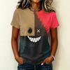 Women's Short Sleeve Round Neck T-Shirt with Halloween Print Pullover Casual Top for Party
