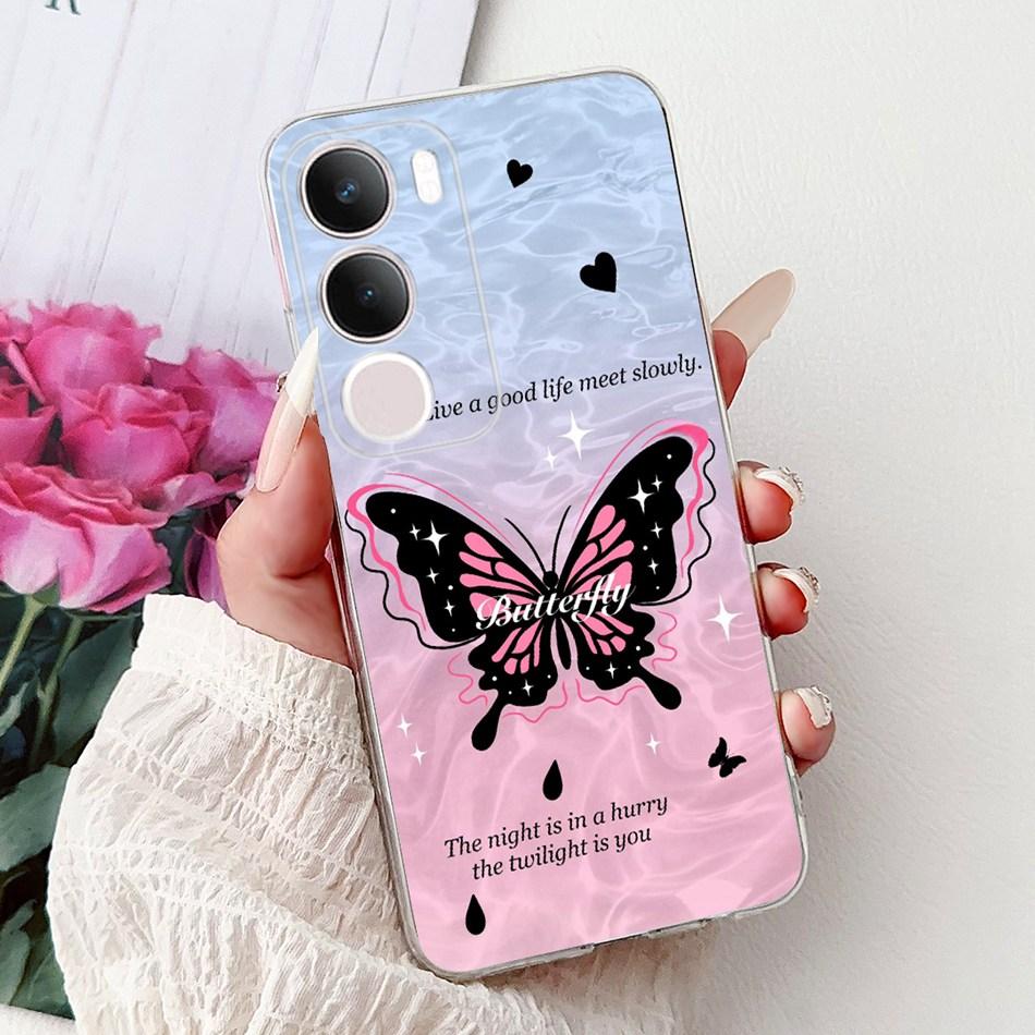 For Vivo Y19S V2419 Elegant Floral Butterfly Painting Phone Case For Vivo Y19s Y 19S 4G Soft Silicone TPU Cases