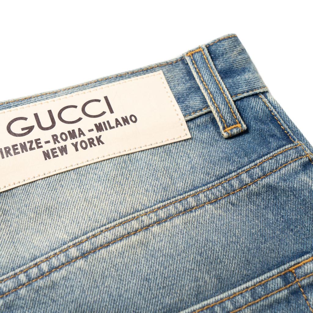 Gucci Logo Patch Straight-Leg Jeans 760651-XDCO1-4011