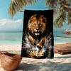 Custom Name Ultra-Soft Beach Towel with Lion Theme,Ideal for Pool - Camping, Diving - Perfect Travel Essential, Vibrant Beach Towel.