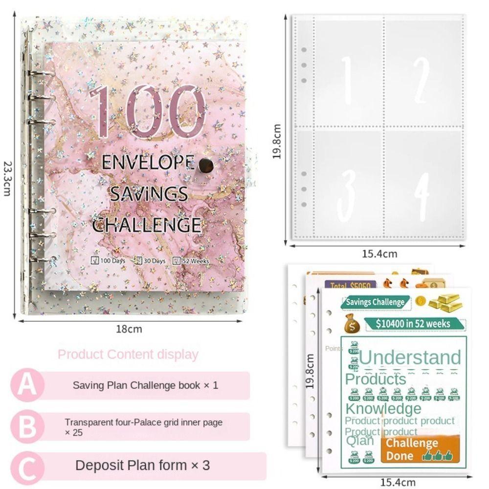 Large Capacity 100 Envelopes Money Saving Challenge Shining Savings Challenges Book  Couples