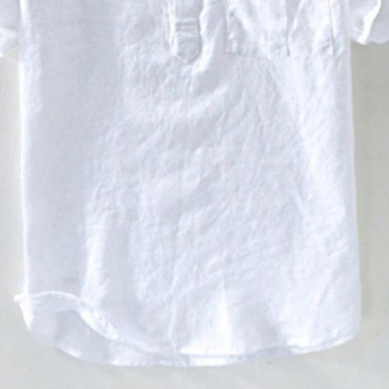 T-shirt Self-cultivation Skin-friendly Cotton Blend Slim-fit Chambray Shirt for Vacation