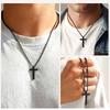 Men's Boys Black and White Cross Necklace Communion Gift 1:9 Stainless Steel Chain