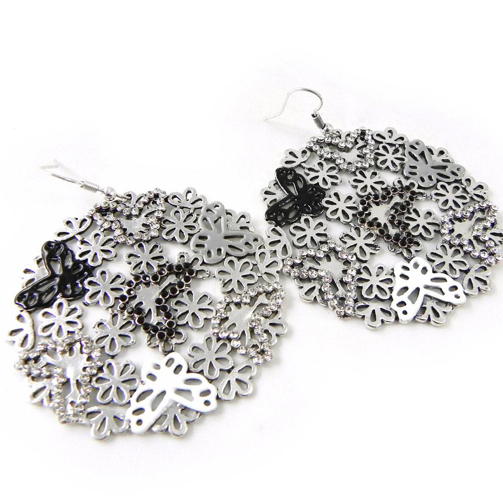 NOA [H1945] - Boucles créateur 'Vahiné' noir argenté
