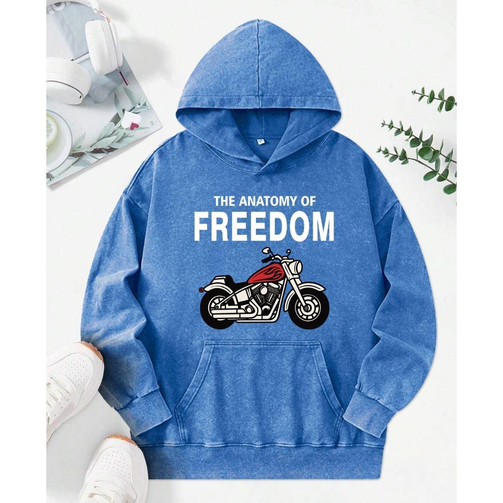 The Anatomy Of Freedom Prints Washed Hoodie Women Comfortable Clothes Autumn Loose Hoody Cotton Pocket Pullovers