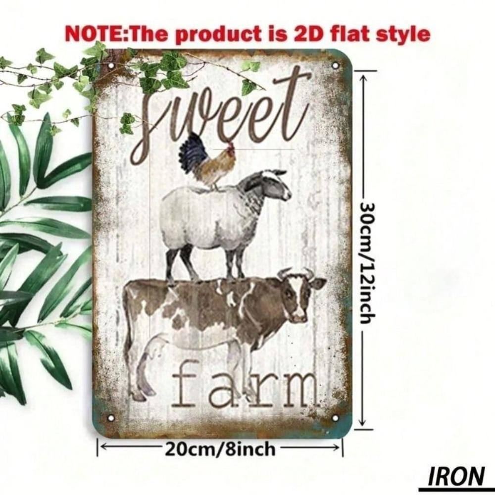 Vintage Cow Metal Poster Farm Retro Wall Decor For Kitchen