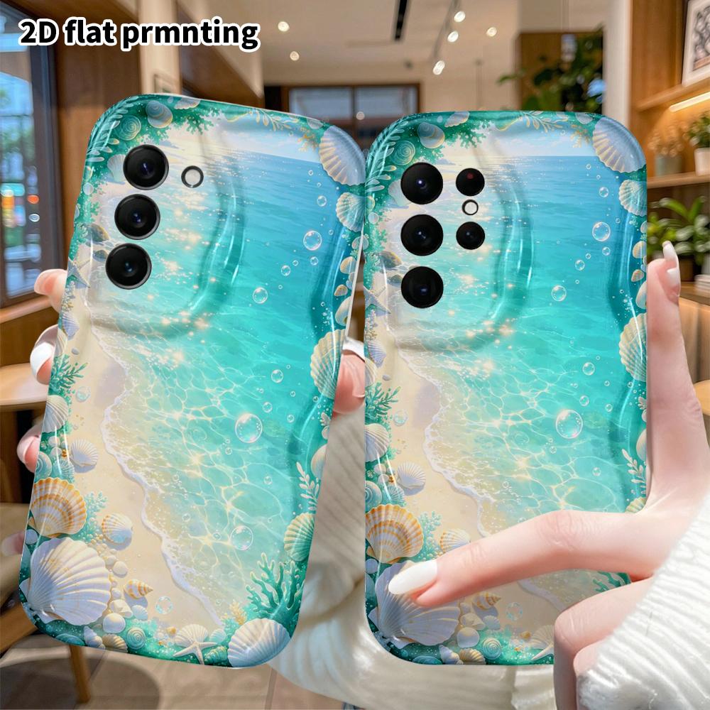 Phone Case: 2D Flat Samsung Galaxy A34 A35 M05 M06 S20 S22 S21 FE Plus 5G Protective Case, Shell Coral, Christmas and Halloween Gifts