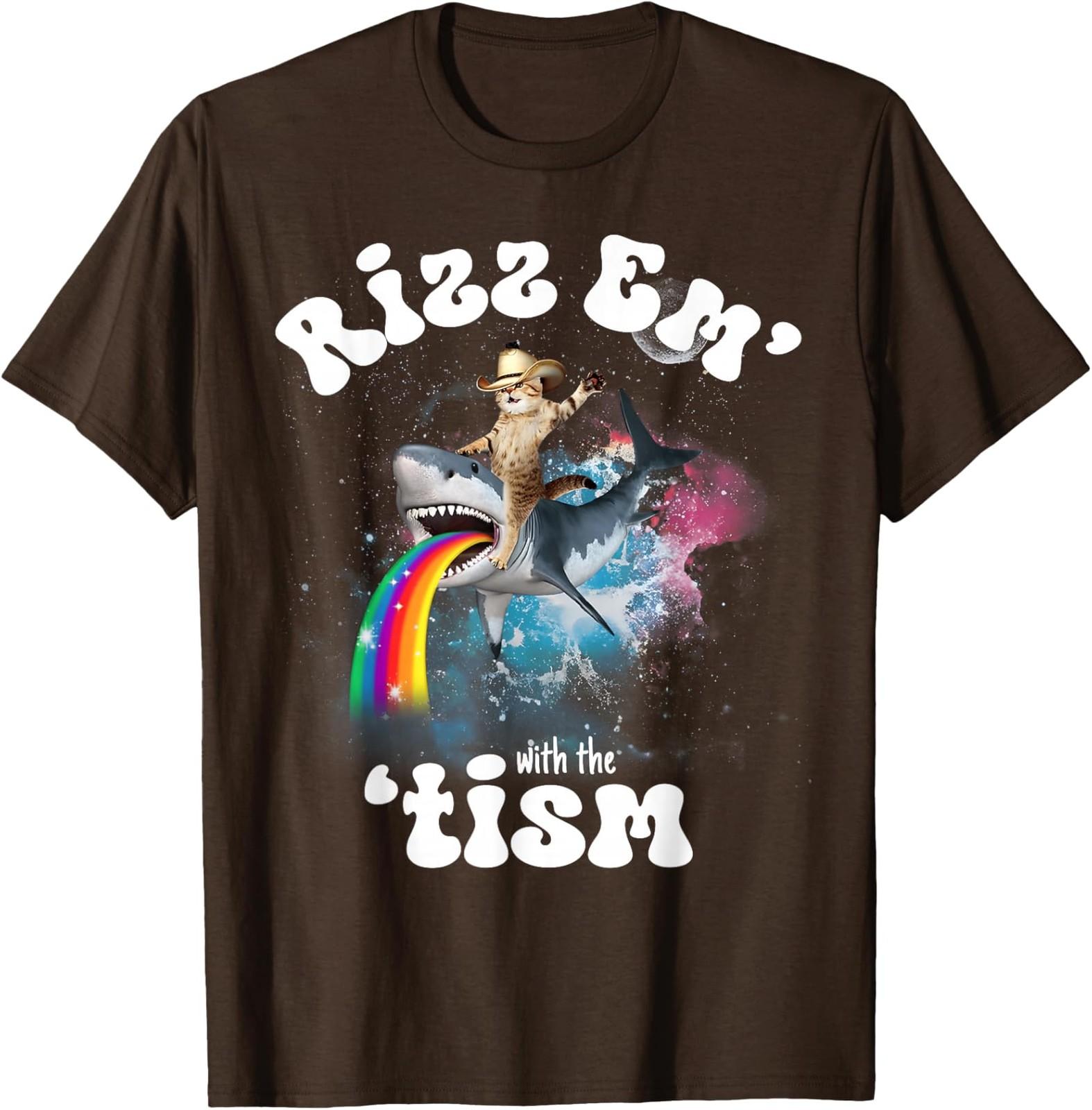 Rizz Em With The Tism Funny Meme Cat Autism T-Shirt S разноцветный