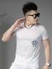 European Trendy Brand Letter Print Rhinestone Short-Sleeve T-Shirt for Men, Summer Round Neck Half-Sleeve Casual Top for Men